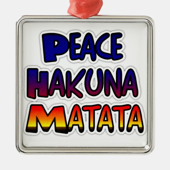 Peace Hakuna Matata Gradient Art Metal Tree Decoration (Front)