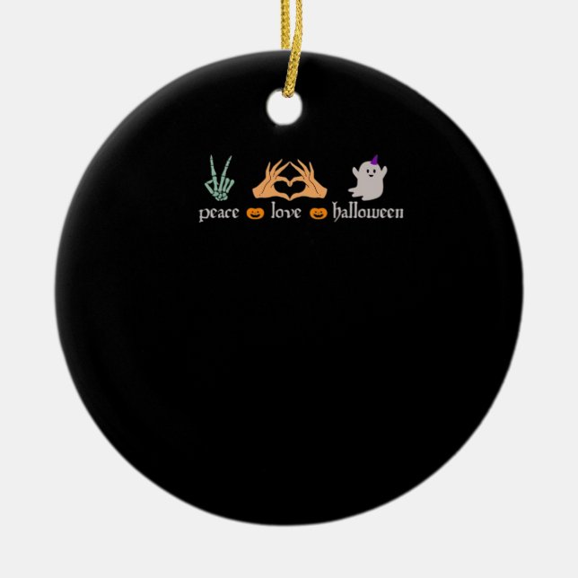 Peace Halloween Peace Sign Skeleton Witch's Hands  Ceramic Tree Decoration (Front)