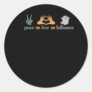 Peace Halloween Peace Sign Skeleton Witch's Hands Classic Round Sticker