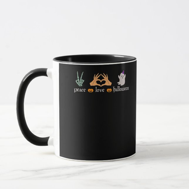Peace Halloween Peace Sign Skeleton Witch's Hands  Mug (Left)
