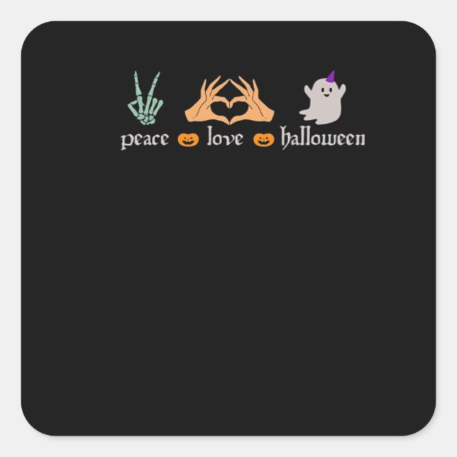 Peace Halloween Peace Sign Skeleton Witch's Hands  Square Sticker (Front)