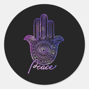 Peace Hamsa Yoga Gym Classic Round Sticker