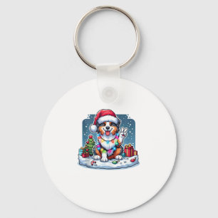Peace Hand Australian Shepherd Christmas Lights Wo Key Ring