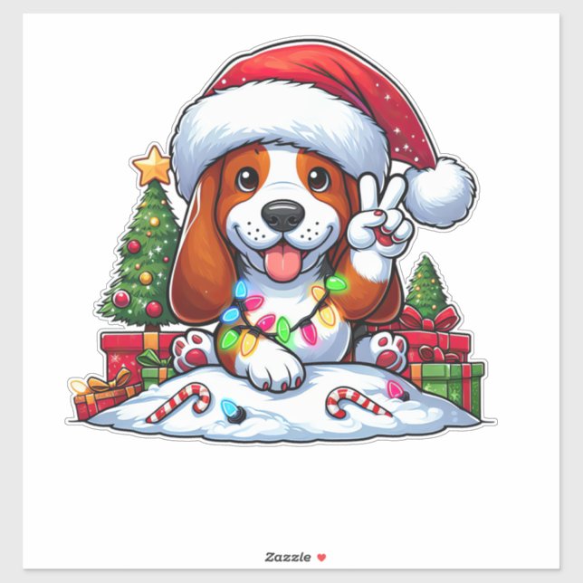 Peace Hand Basset Hound Christmas Lights Dog Women (Sheet)