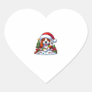 Peace Hand Basset Hound Christmas Lights Dog Women Heart Sticker