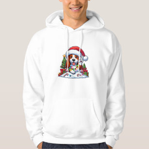 Peace Hand Basset Hound Christmas Lights Dog Women Hoodie
