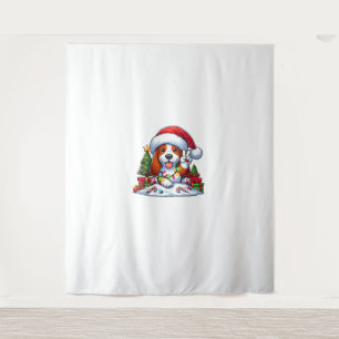 Peace Hand Basset Hound Christmas Lights Dog Women Tapestry