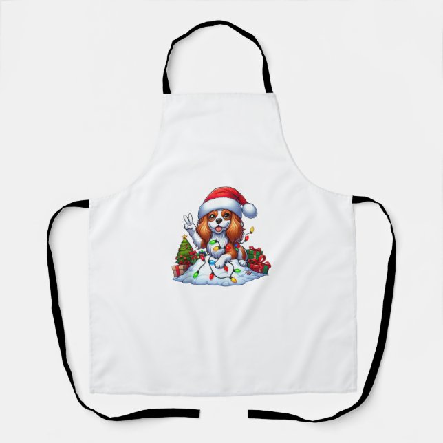 Peace Hand Cavalier King Charles Spaniel Christmas Apron (Front)