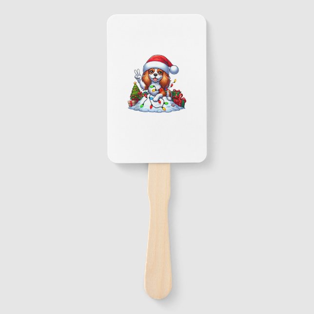 Peace Hand Cavalier King Charles Spaniel Christmas Fan (Front)