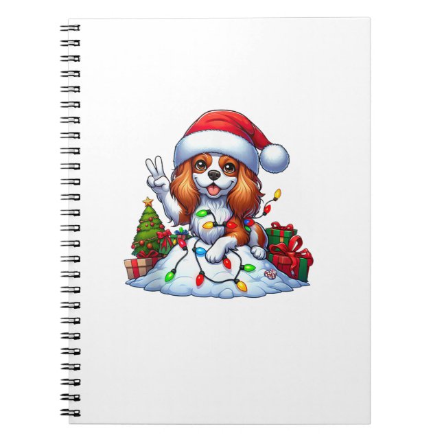 Peace Hand Cavalier King Charles Spaniel Christmas Notebook (Front)