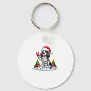 Peace Hand English Springer Spaniel Christmas Dog Key Ring