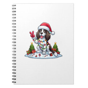 Peace Hand English Springer Spaniel Christmas Dog  Notebook