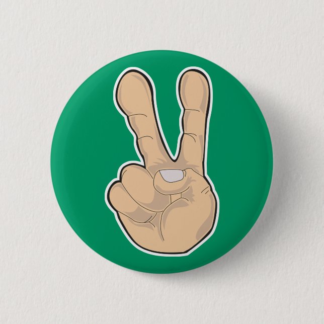 peace hand gesture 6 cm round badge (Front)
