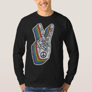 Peace Hand Gesture With Words Peace Sign 2 T-Shirt
