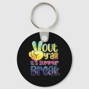 Peace Hand Language Out Yall Summer Break Tie Dye Key Ring