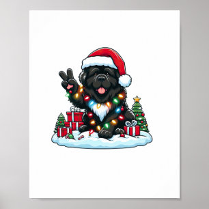 Peace Hand Newfoundland Dog Christmas Lights Women Poster