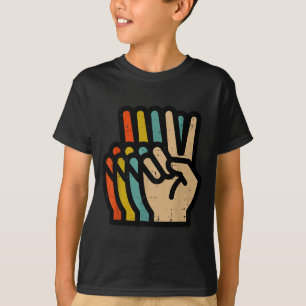 Peace Hand Retro Colors Vintage 70s Hipe Men Women T-Shirt