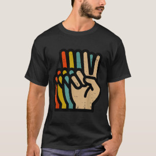 Peace Hand Retro Colors Vintage 70s Hipe Men Women T-Shirt