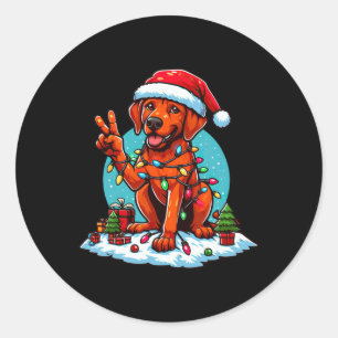 Peace Hand Rhodesian Ridgeback Christmas Lights Wo Classic Round Sticker
