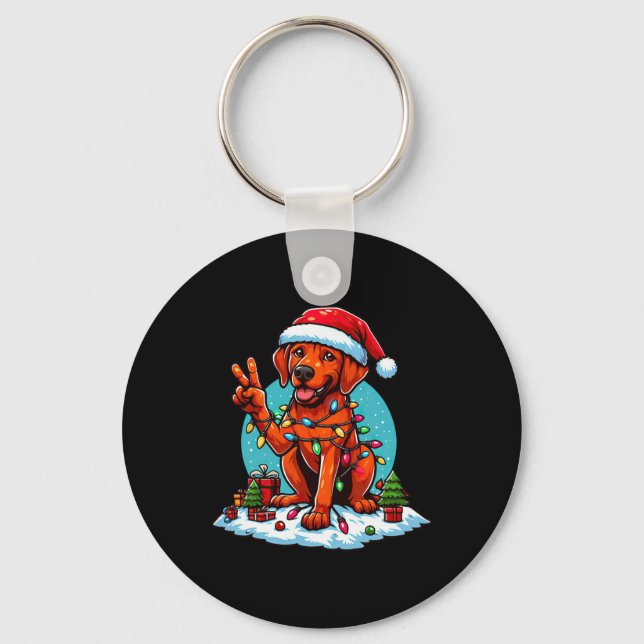 Peace Hand Rhodesian Ridgeback Christmas Lights Wo Key Ring (Front)