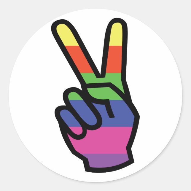 Peace hand sign classic round sticker (Front)