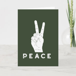 Peace Hand Sign Green Holiday Card
