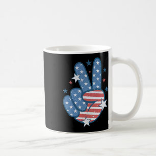 Peace Hand Sign Groovy 4th Of July  Coffee Mug