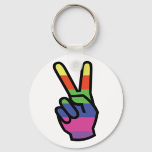 Peace hand sign key ring