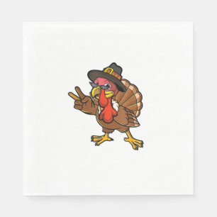 Peace Hand Sign Thankful Turkey Thanksgiving  Napkin