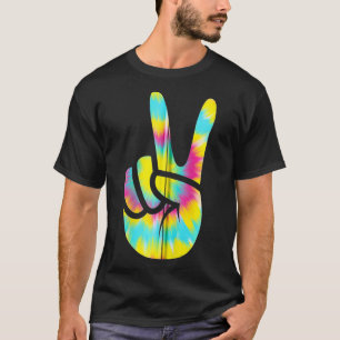 Peace Hand Sign Tie Dye for men women Zip T-Shirt