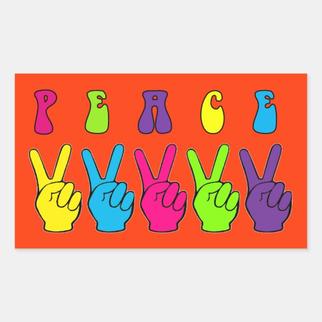 Peace Hand Signs Rectangular Sticker (Front)