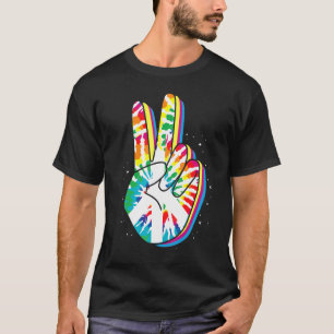 Peace Hand Tie Dye Finger Freedom Hippie Flower Ch T-Shirt