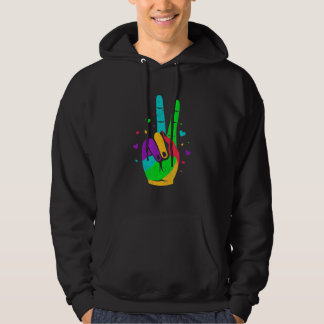Peace Hand Victroy Sign Hearts Love Hoodie