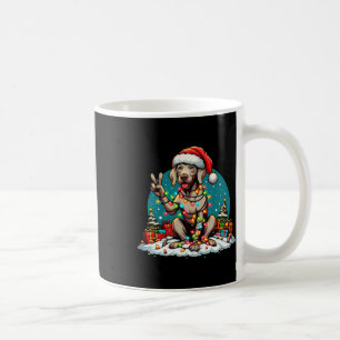 Peace Hand Weimaraner Dog Christmas Lights Womens Coffee Mug
