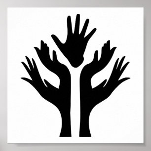 PEACE HANDS UNITY MOTIVATIONAL ICON LOGO SYMBOL POSTER