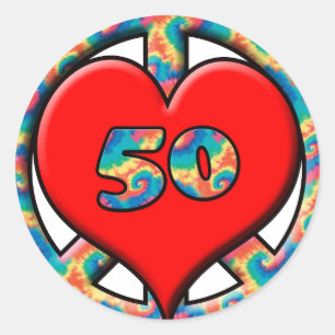 Peace, Heart, 50 Classic Round Sticker
