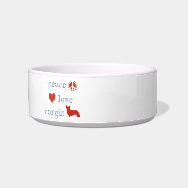 Peace Heart Corgi Dog Feeding Bowl (Left)