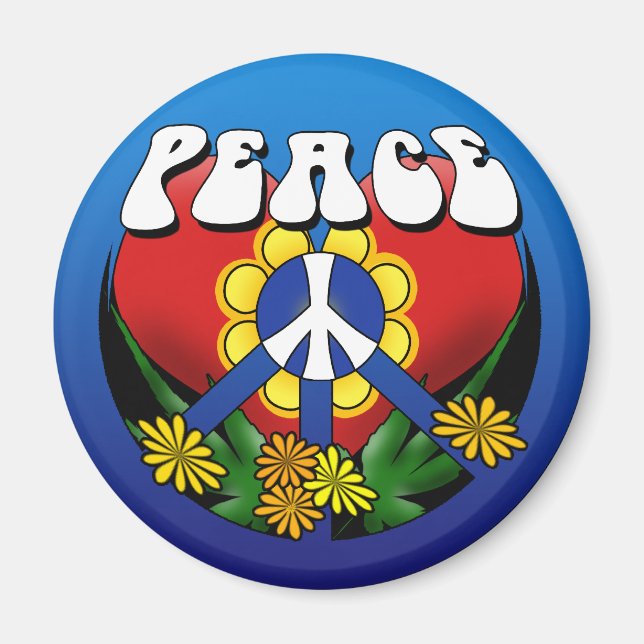 Peace Heart Flower Magnet (Front)