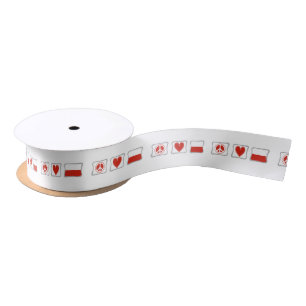 Peace Heart Poland Ribbon Satin Ribbon
