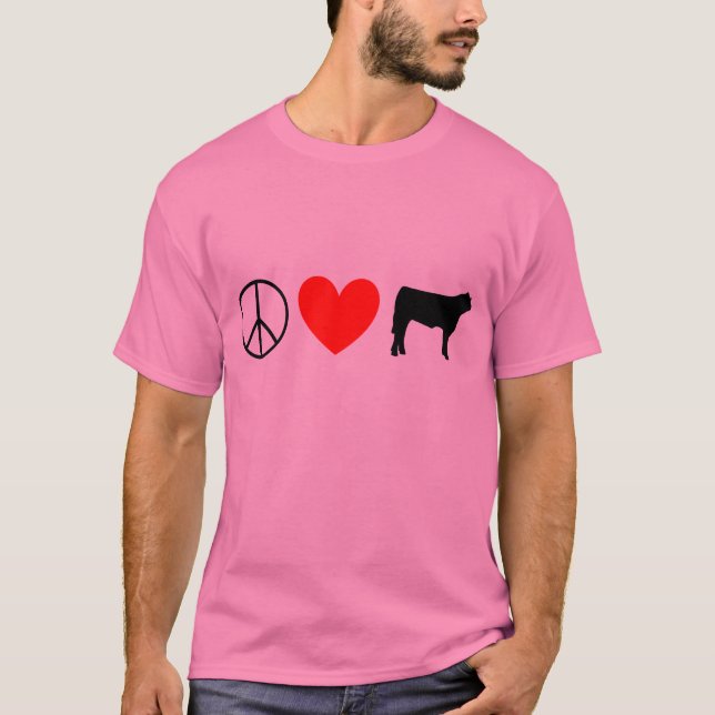 peace, Heart, steer cow T-Shirt (Front)