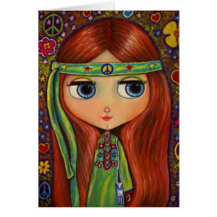 Peace Hippie Doll Card
