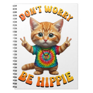 Peace Hippie Happy Boho kitten kitty cat Notebook