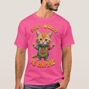 Peace Hippie Happy Boho kitten kitty cat T-Shirt