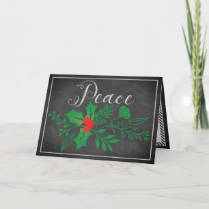 Peace Holiday Card   Faux Chalkboard