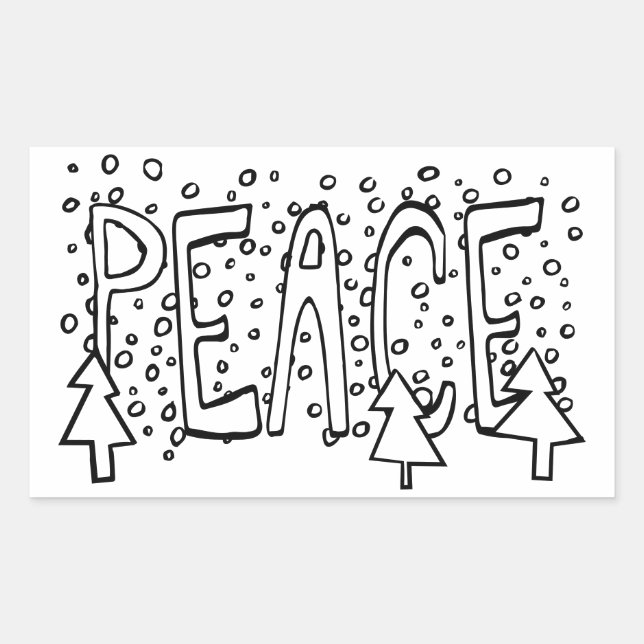 Peace Holiday Colour-It-Yourself Snowy Pine  Rectangular Sticker (Front)