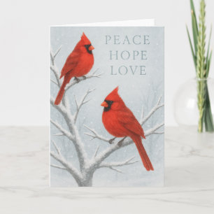 Peace, Hope and Love Red Bird Card