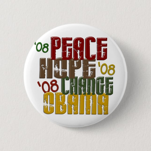 Peace Hope Change Obama 1 6 Cm Round Badge (Front)