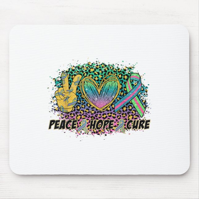 Peace Hope Cure Mbc Awareness Warrior Green Teal P Mouse Pad (Front)