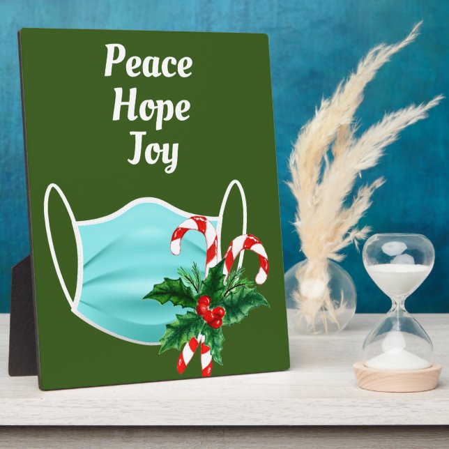 Peace Hope Joy Mask & Candy Canes Plaque (Side)