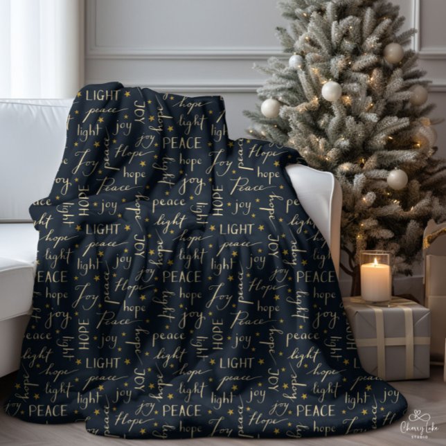 Peace Hope Joy Velvet Black Sherpa Blanket (Creator Uploaded)